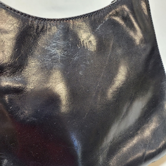 Monsac Black Shiny Smooth Leather Two Handle Magnetic Top Close Purse - Picture 4 of 7